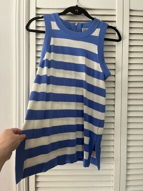 Milly Blue and White Striped Sleeveless Tank